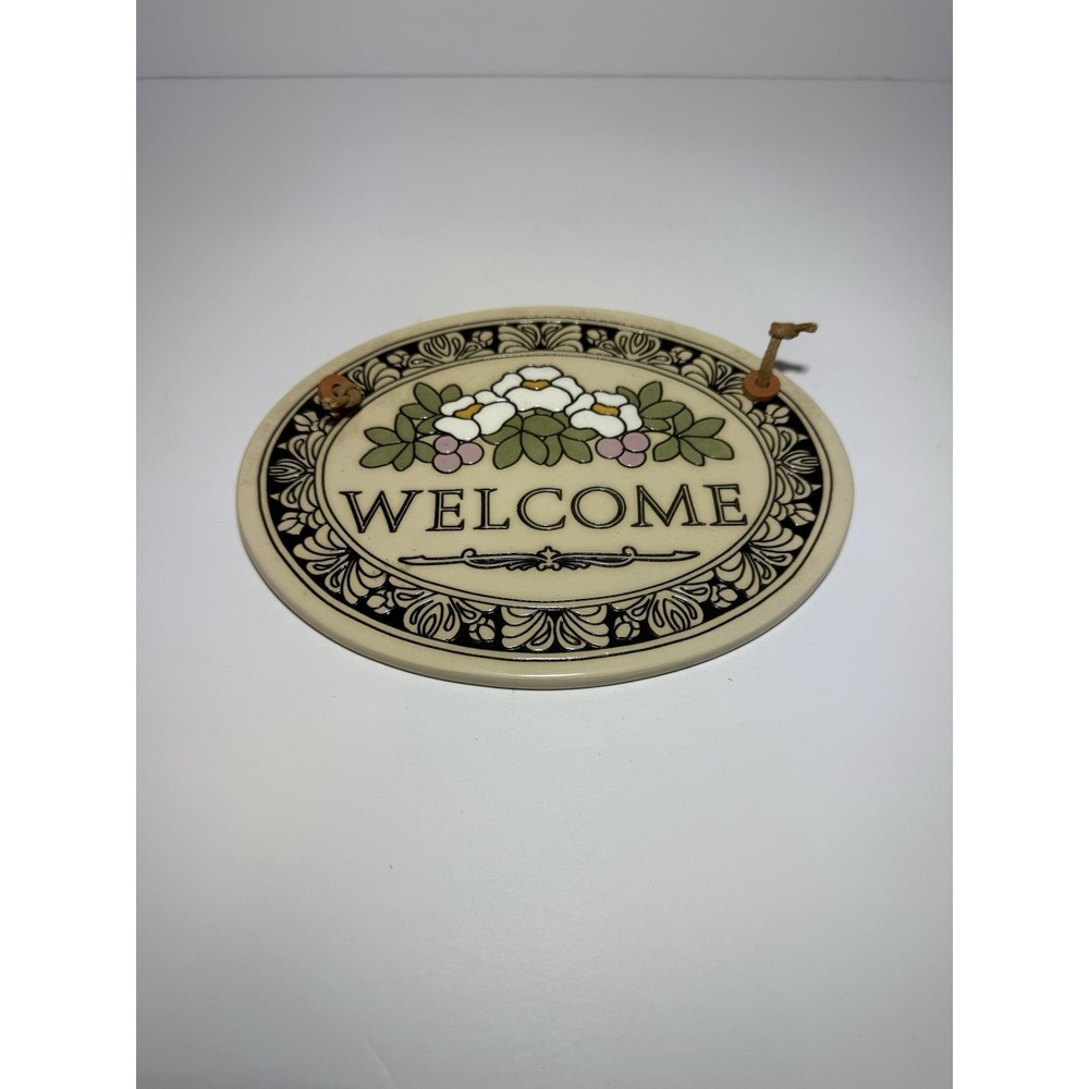 Welcome Ceramic Trinity Pottery Wall Display Plaque Sign Flower Pot Made in USA‎